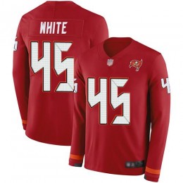 Buccaneers #45 Devin White Red Team Color Youth Stitched NFL Limited Therma Long Sleeve Jersey