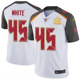 Buccaneers #45 Devin White White Youth Super Bowl LV Champions Patch Stitched NFL Vapor Untouchable Limited Jersey