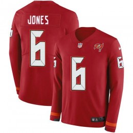 Buccaneers #6 Julio Jones Red Team Color Youth Stitched NFL Limited Therma Long Sleeve Jersey