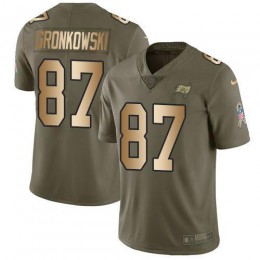Buccaneers #87 Rob Gronkowski Olive/Gold Youth Stitched NFL Limited 2017 Salute To Service Jersey