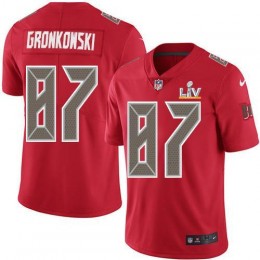 Buccaneers #87 Rob Gronkowski Red Youth Super Bowl LV Bound Stitched NFL Limited Rush Jersey