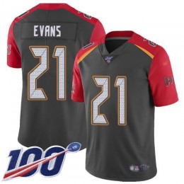Tampa Bay Buccaneers #21 Justin Evans Gray Youth Stitched NFL Limited Inverted Legend 100th Season Jersey