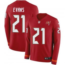 Tampa Bay Buccaneers #21 Justin Evans Red Team Color Youth Stitched NFL Limited Therma Long Sleeve Jersey