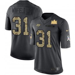 Tampa Bay Buccaneers #31 Antoine Winfield Jr. Black Youth Super Bowl LV Champions Patch NFL Limited 2016 Salute to Service Jersey