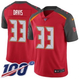 Tampa Bay Buccaneers #33 Carlton Davis III Red Team Color Youth Stitched NFL 100th Season Vapor Limited Jersey