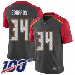 Tampa Bay Buccaneers #34 Mike Edwards Gray Youth Stitched NFL Limited Inverted Legend 100th Season Jersey