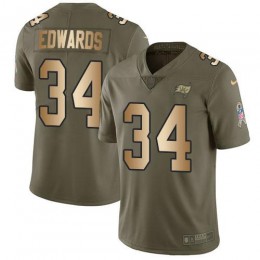 Tampa Bay Buccaneers #34 Mike Edwards Olive/Gold Youth Stitched NFL Limited 2017 Salute To Service Jersey