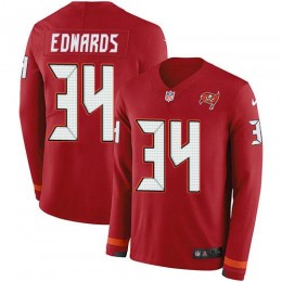 Tampa Bay Buccaneers #34 Mike Edwards Red Team Color Youth Stitched NFL Limited Therma Long Sleeve Jersey