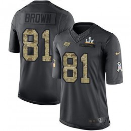 Tampa Bay Buccaneers #81 Antonio Brown Black Youth Super Bowl LV Bound Stitched NFL Limited 2016 Salute to Service Jersey