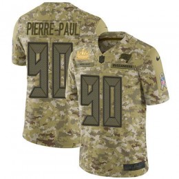 Tampa Bay Buccaneers #90 Jason Pierre-Paul Camo Youth Super Bowl LV Champions Patch Stitched NFL Limited 2018 Salute To Service Jersey
