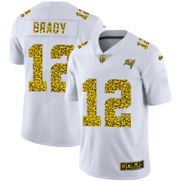 Tampa Bay Buccaneers #12 Tom Brady Youth Flocked Leopard Print Vapor Limited NFL Jersey White