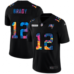 Tampa Bay Buccaneers #12 Tom Brady Youth Multi-Color Black 2020 NFL Crucial Catch Vapor Untouchable Limited Jersey