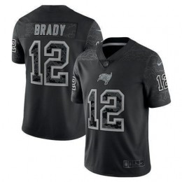Tampa Bay Buccaneers #12 Tom Brady Black Youth NFL Black Reflective Limited Jersey
