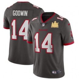 Tampa Bay Buccaneers #14 Chris Godwin Youth Super Bowl LV Champions Patch Pewter Alternate Vapor Limited Jersey