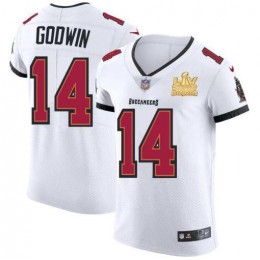 Tampa Bay Buccaneers #14 Chris Godwin Youth Super Bowl LV Champions Patch White Vapor Elite Jersey