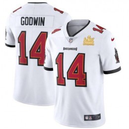 Tampa Bay Buccaneers #14 Chris Godwin Youth Super Bowl LV Champions Patch White Vapor Limited Jersey