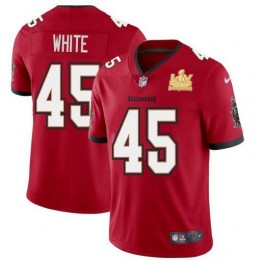 Tampa Bay Buccaneers #45 Devin White Youth Super Bowl LV Champions Patch Red Vapor Limited Jersey