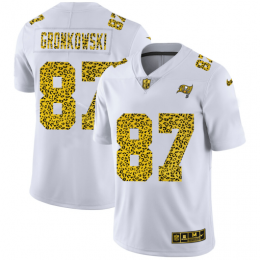 Tampa Bay Buccaneers #87 Rob Gronkowski Youth Flocked Leopard Print Vapor Limited NFL Jersey White
