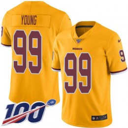 Commanders #99 Chase Young Gold Youth Stitched NFL Limited Rush 100th Season Jersey