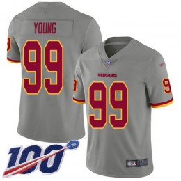 Commanders #99 Chase Young Gray Youth Stitched NFL Limited Inverted Legend 100th Season Jersey