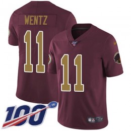 Washington Commanders #11 Carson Wentz Burgundy Red Alternate Youth Stitched NFL 100th Season Vapor Limited Jersey