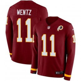 Washington Commanders #11 Carson Wentz Burgundy Red Team Color Youth Stitched NFL Limited Therma Long Sleeve Jersey
