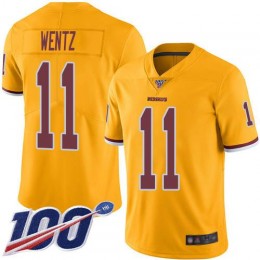 Washington Commanders #11 Carson Wentz Gold Youth Stitched NFL Limited Rush 100th Season Jersey