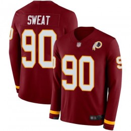 Washington Commanders #90 Montez Sweat Burgundy Red Team Color Youth Stitched NFL Limited Therma Long Sleeve Jersey