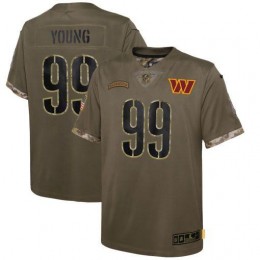 Washington Commanders #99 Chase Young Youth 2022 Salute To Service Limited Jersey – Olive